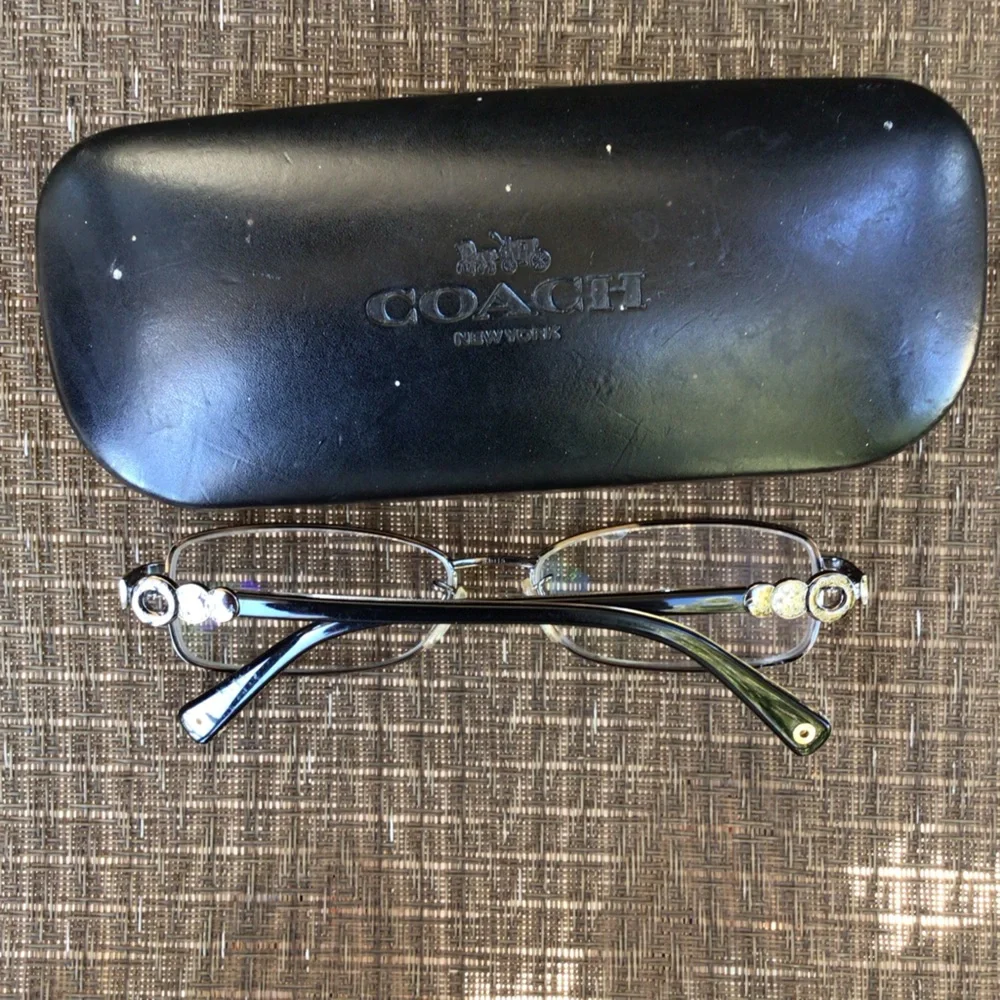 Coach Silver/Black Rectangle Eyeglasses Frames HC5005